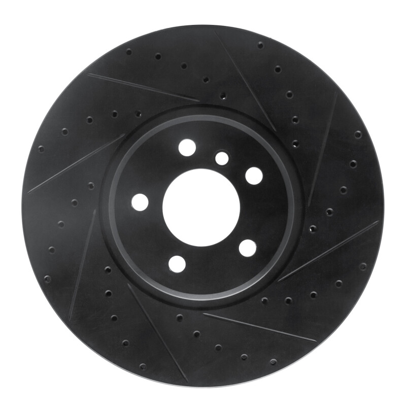 BMW X5 Brake Rotor (1) - Front Right - R1 Concepts - Drilled & Slotted - Black - `08-`19